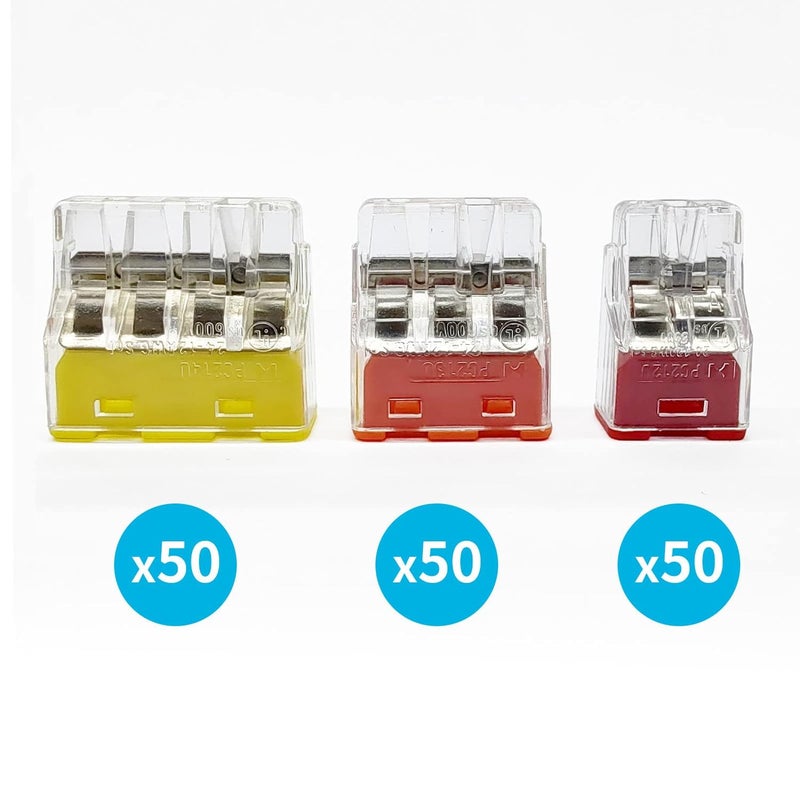 DICIO 150pcs Wire connectors Nuts Push-in terminals UL Listed Quick Connect connectors kit Low Voltage Wire Electrical Connector for Wiring 2 3 4 Port 4 Gauge Connector Assortment Kit 24-14 AWG - Image 2